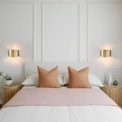 Minimalist 1-Light Brass Drum Wall Light