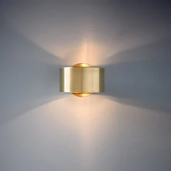 Minimalist 1-Light Brass Drum Wall Light