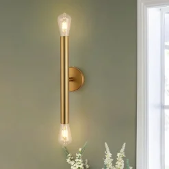Minimalist 2-Light Linear Tube Vanity Wall Sconce