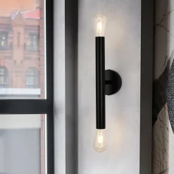 Minimalist 2-Light Linear Tube Vanity Wall Sconce