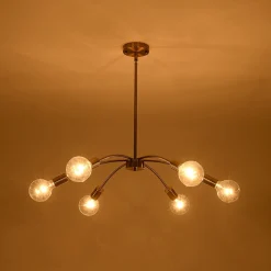 Minimalist 6-Light Metal Round Sputnik Swoop Chandelier