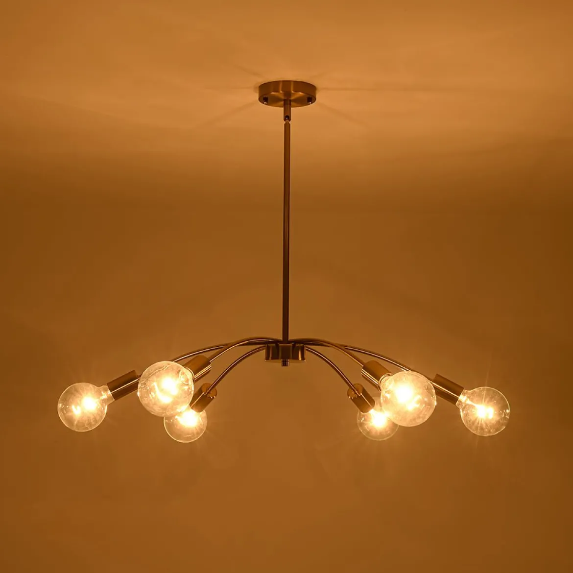 Minimalist 6-Light Metal Round Sputnik Swoop Chandelier