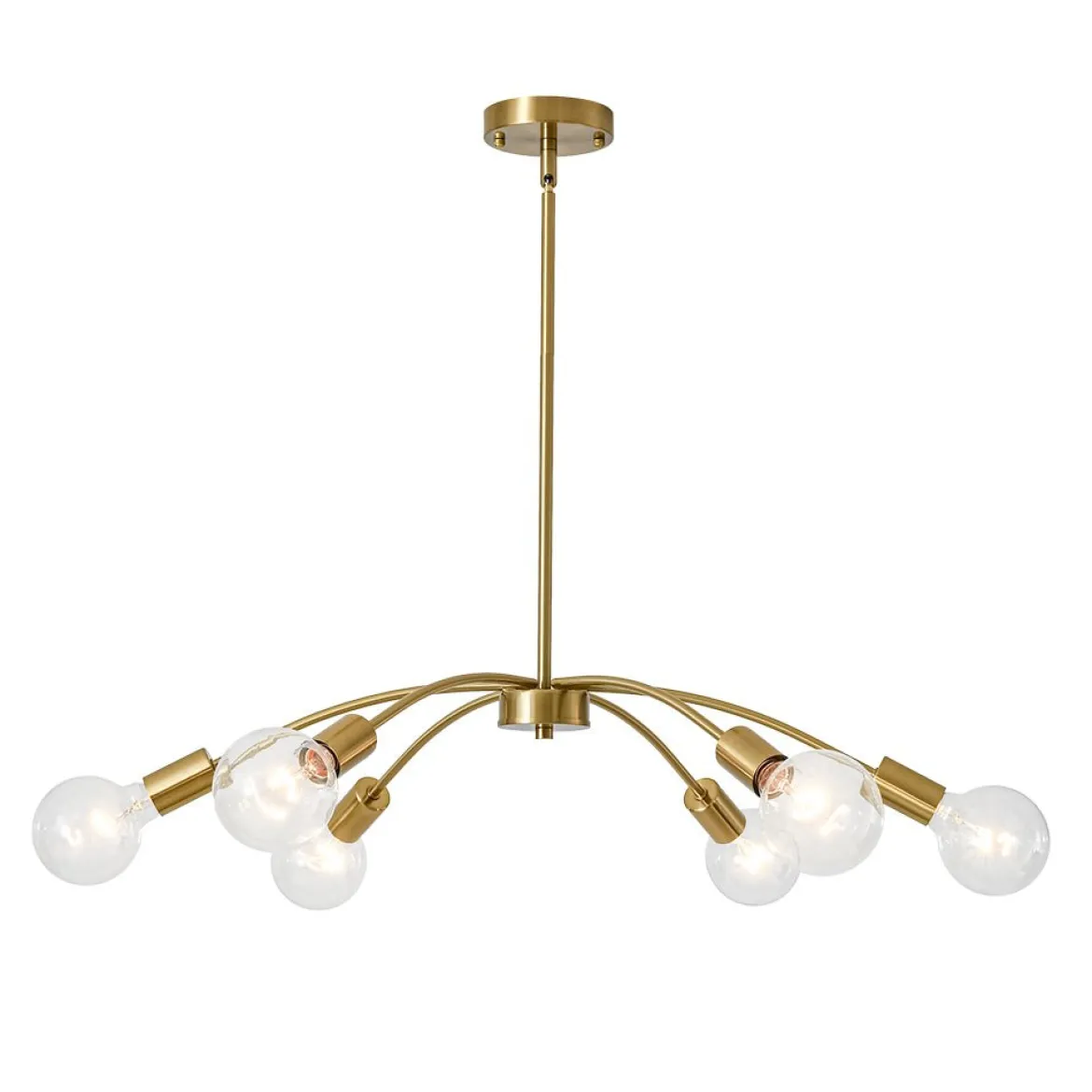 Minimalist 6-Light Metal Round Sputnik Swoop Chandelier