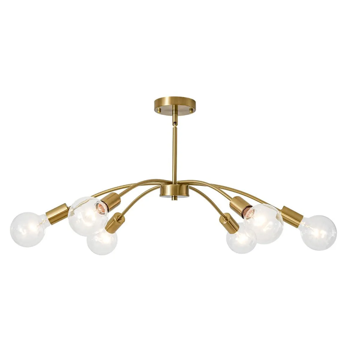 Minimalist 6-Light Metal Round Sputnik Swoop Chandelier