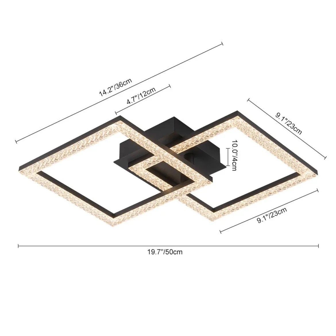 Minimalist 2-light Square Dimmable LED Semi Flush Mount