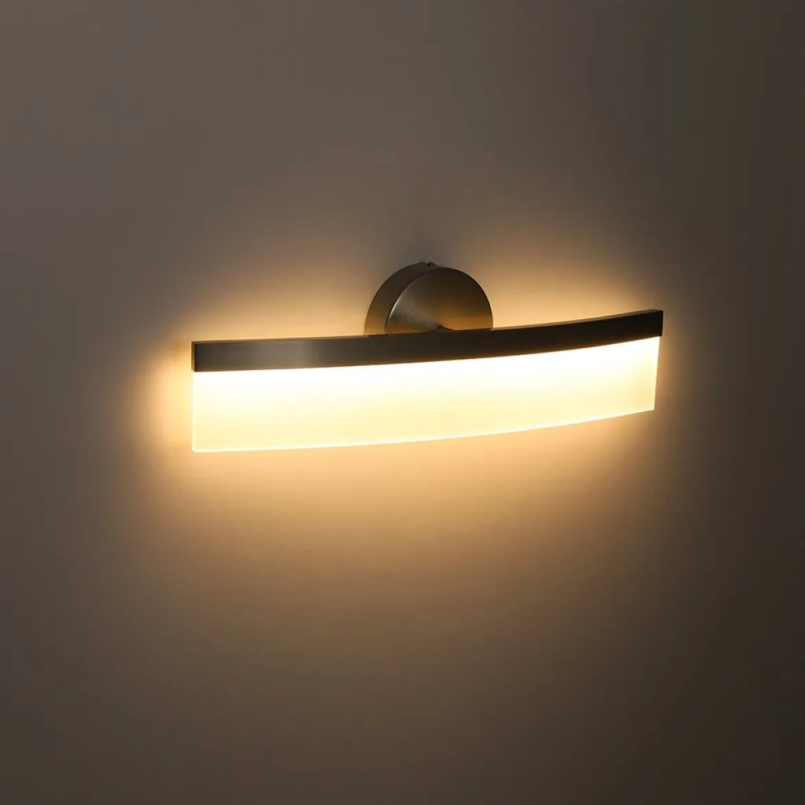 Minimalist Nickel Arched Dimmable LED Vanity Wall Light