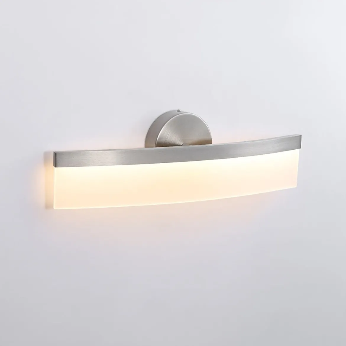 Minimalist Nickel Arched Dimmable LED Vanity Wall Light