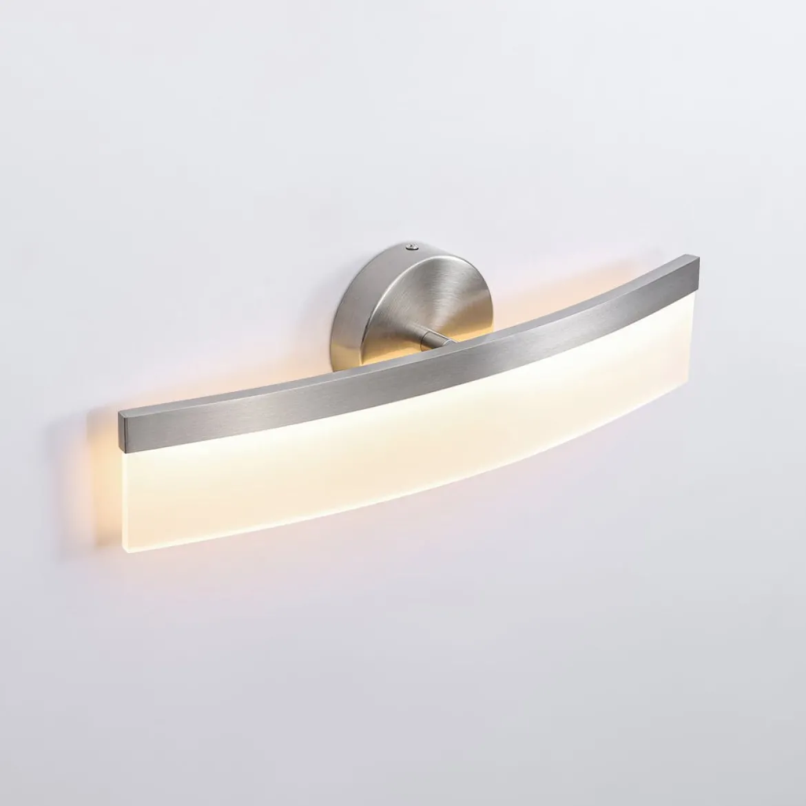Minimalist Nickel Arched Dimmable LED Vanity Wall Light