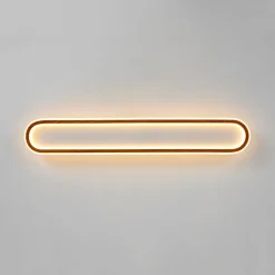 Minimalist Wood Grain Dimmable LED Oval Ring Ceiling Light