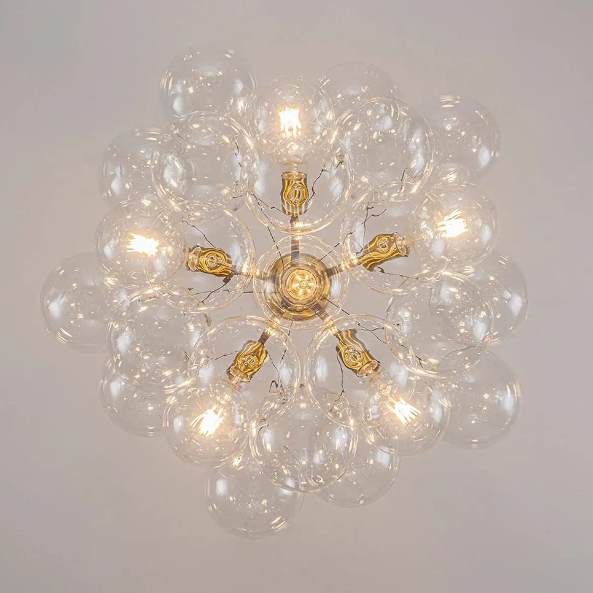 Mocha Mousse Clear Glass Globe Cluster Bubble Chandelier