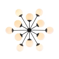 Modern Black Opal Glass Globe Sputnik Chandelier