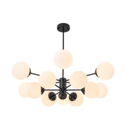 Modern Black Opal Glass Globe Sputnik Chandelier