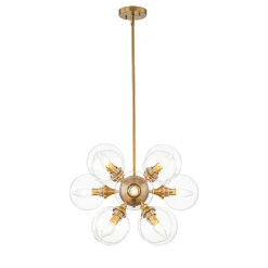 Modern Brass 12-Light Cluster Glass Globe Bubble Chandelier