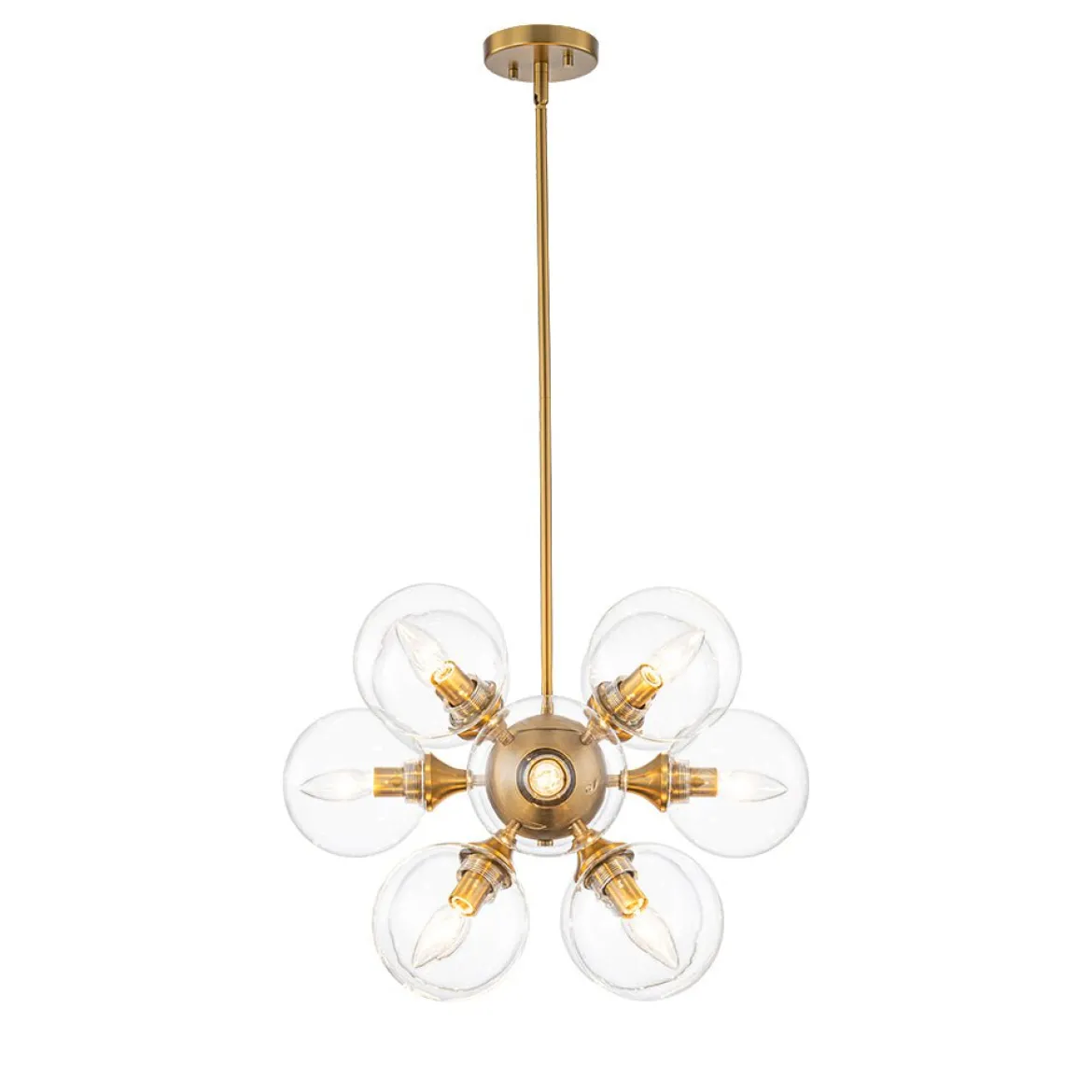 Modern Brass 12-Light Cluster Glass Globe Bubble Chandelier