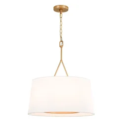Modern Candle Style Fabric Wide Drum Cage Pendant Light