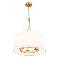 Modern Candle Style Fabric Wide Drum Cage Pendant Light