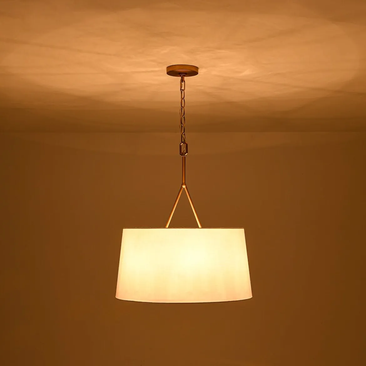 Modern Candle Style Fabric Wide Drum Cage Pendant Light