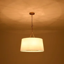 Modern Candle Style Fabric Wide Drum Cage Pendant Light