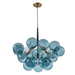 Modern Cluster Blue Glass Globe Bubble Chandelier