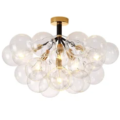 Modern Cluster Glass Bubble Chandelier / Semi Flush
