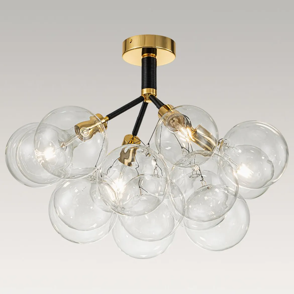 Modern Cluster Glass Bubble Chandelier / Semi Flush