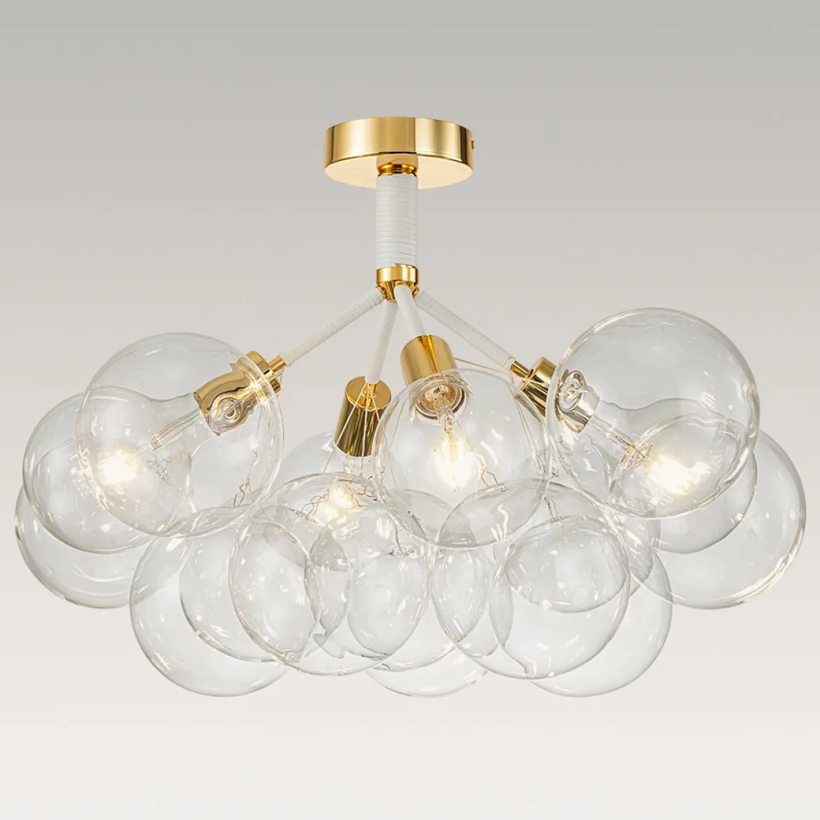 Modern Cluster Glass Bubble Chandelier / Semi Flush