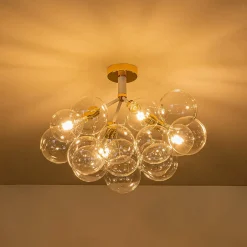 Modern Cluster Glass Bubble Chandelier / Semi Flush