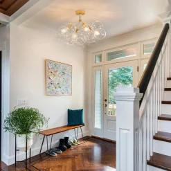 Modern Cluster Glass Bubble Chandelier / Semi Flush