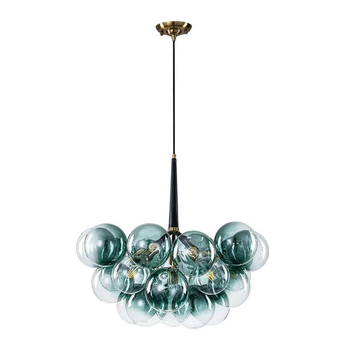 Modern Cluster Gradient Green Glass Globe Bubble Chandelier