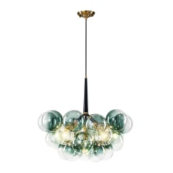Modern Cluster Gradient Green Glass Globe Bubble Chandelier