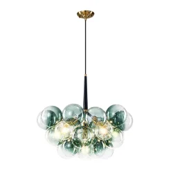 Modern Cluster Gradient Green Glass Globe Bubble Chandelier