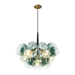Modern Cluster Gradient Green Glass Globe Bubble Chandelier