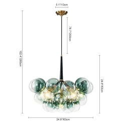 Modern Cluster Gradient Green Glass Globe Bubble Chandelier