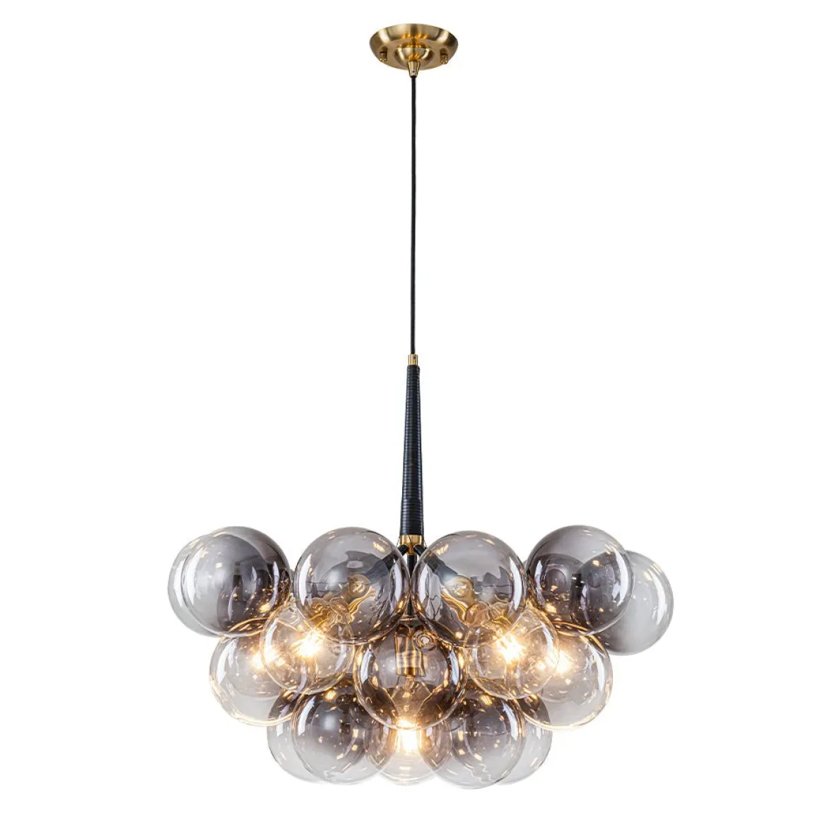 Modern Cluster Gradient Gray Glass Globe Bubble Chandelier