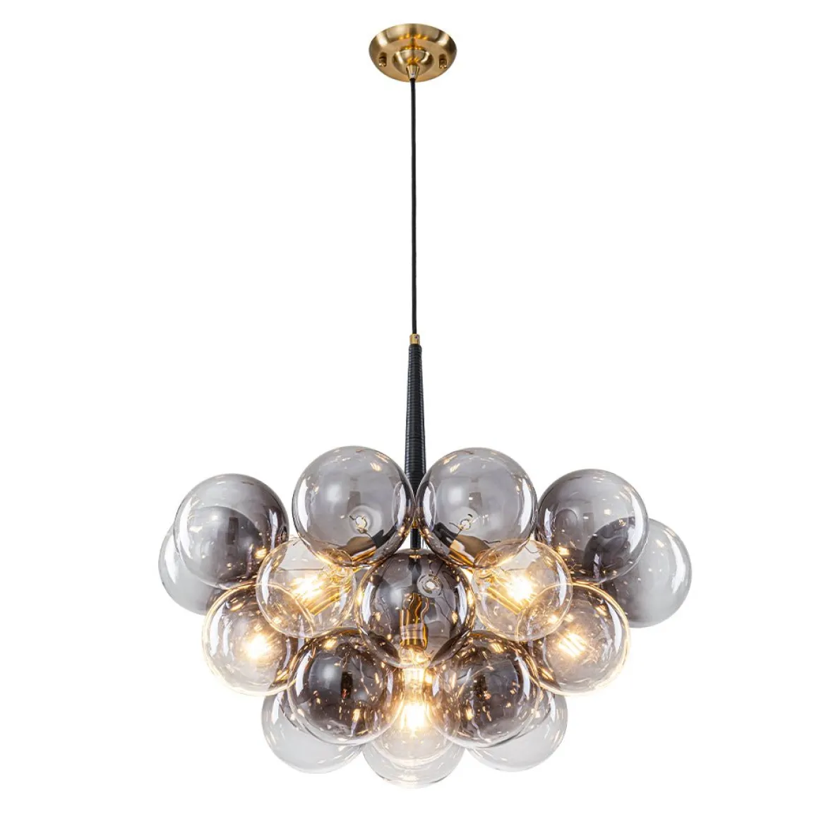 Modern Cluster Gradient Gray Glass Globe Bubble Chandelier