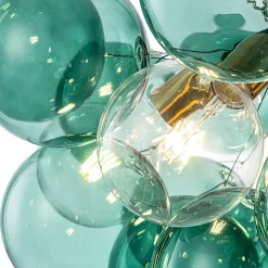 Modern Cluster Green Glass Globe Bubble Chandelier