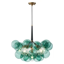 Modern Cluster Green Glass Globe Bubble Chandelier