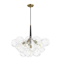 Modern Cluster Sculpture Texture Glass Globe Bubble Chandelier