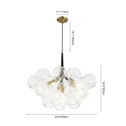 Modern Cluster Sculpture Texture Glass Globe Bubble Chandelier