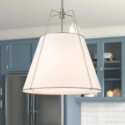 Modern Fabric Conical Drum Cage Pendant Light