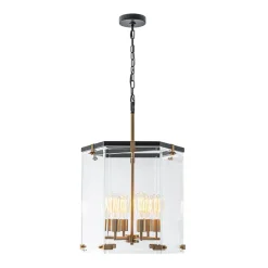 Modern Farmhouse Clear Glass Large Lantern Pendant Light
