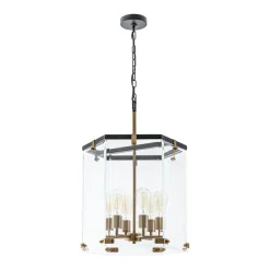 Modern Farmhouse Clear Glass Large Lantern Pendant Light
