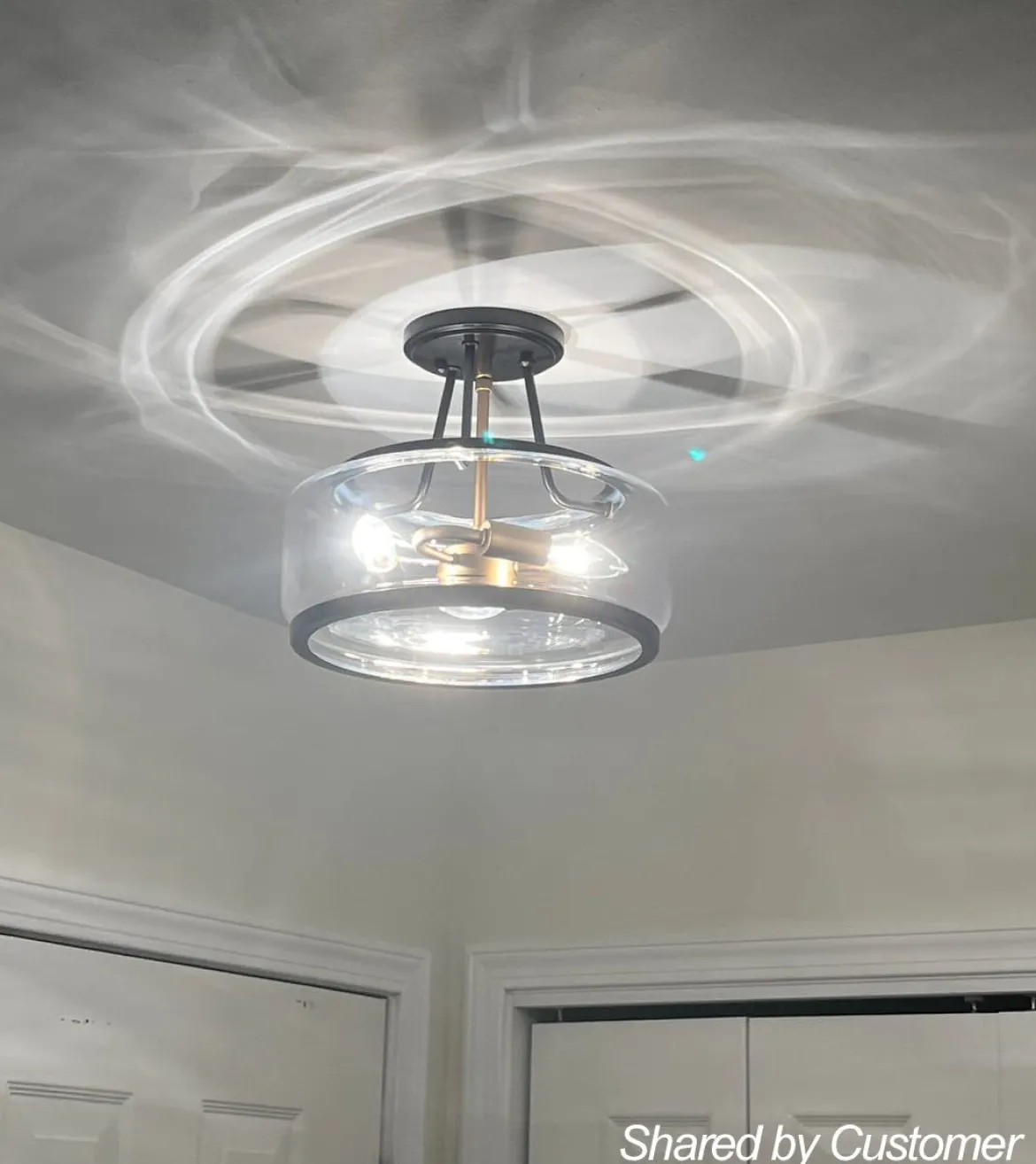 Modern Farmhouse Drum Glass Semi Flush Mount