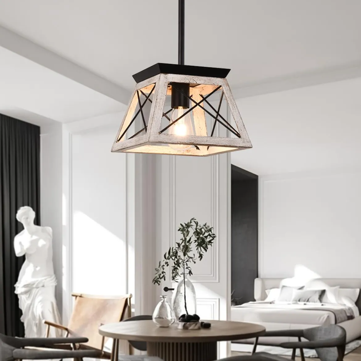 Modern Farmhouse Geometric Lantern Pendant Light