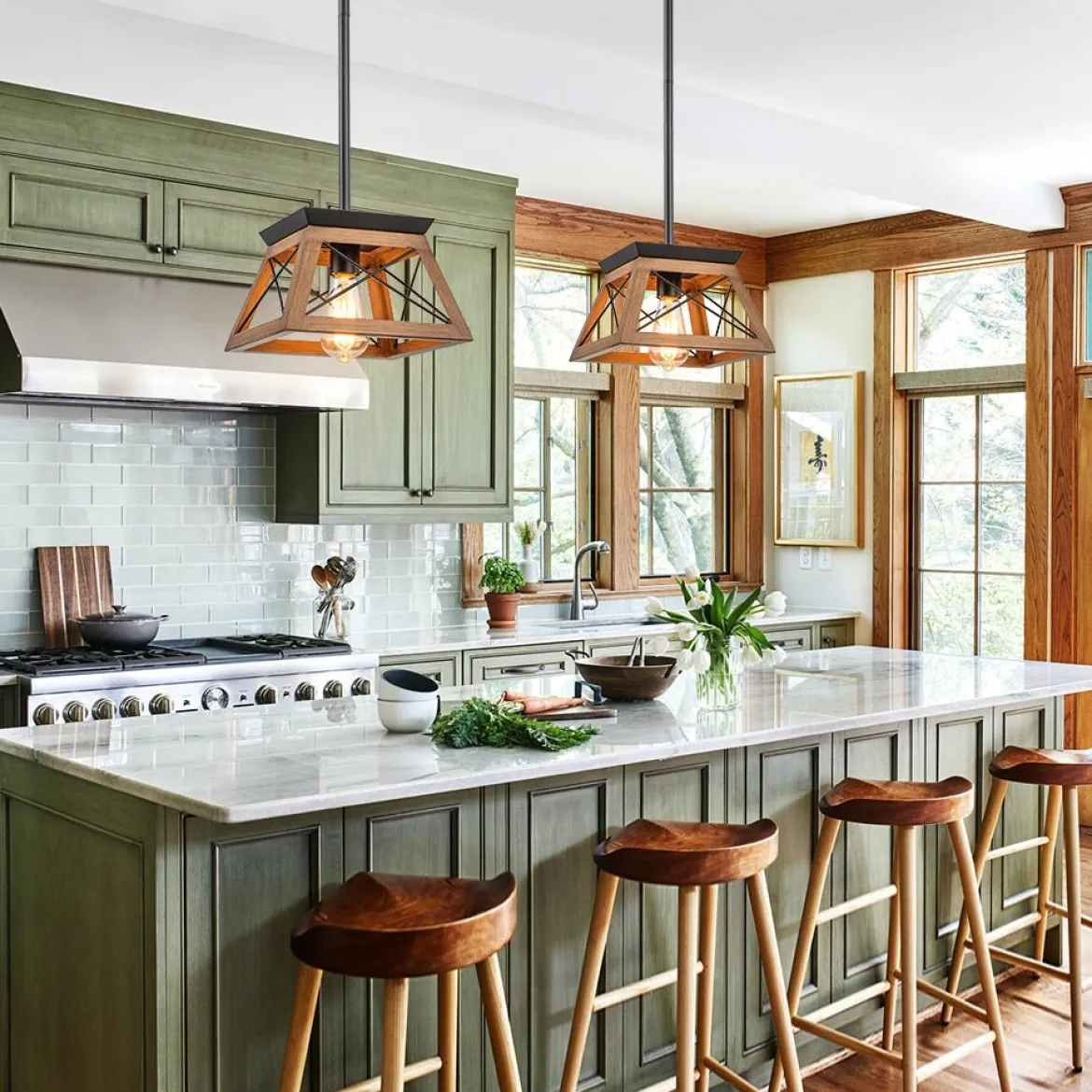 Modern Farmhouse Geometric Lantern Pendant Light