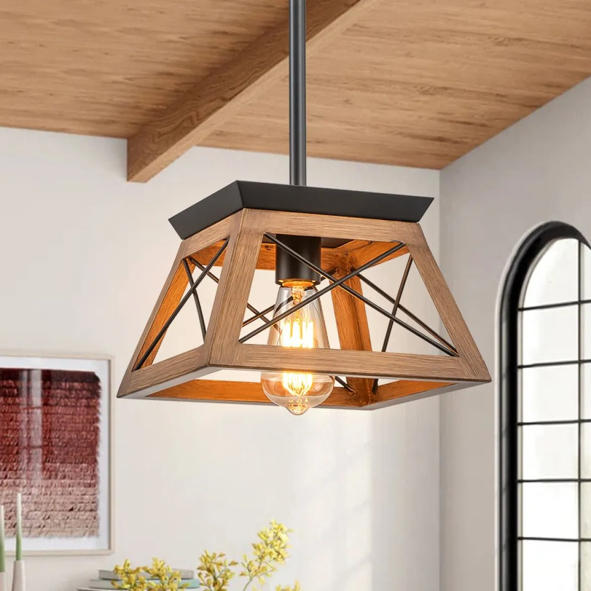 Modern Farmhouse Geometric Lantern Pendant Light