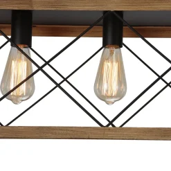 Modern Farmhouse 5-light Kitchen Island Faux Wood Linear Chandelier Pendant