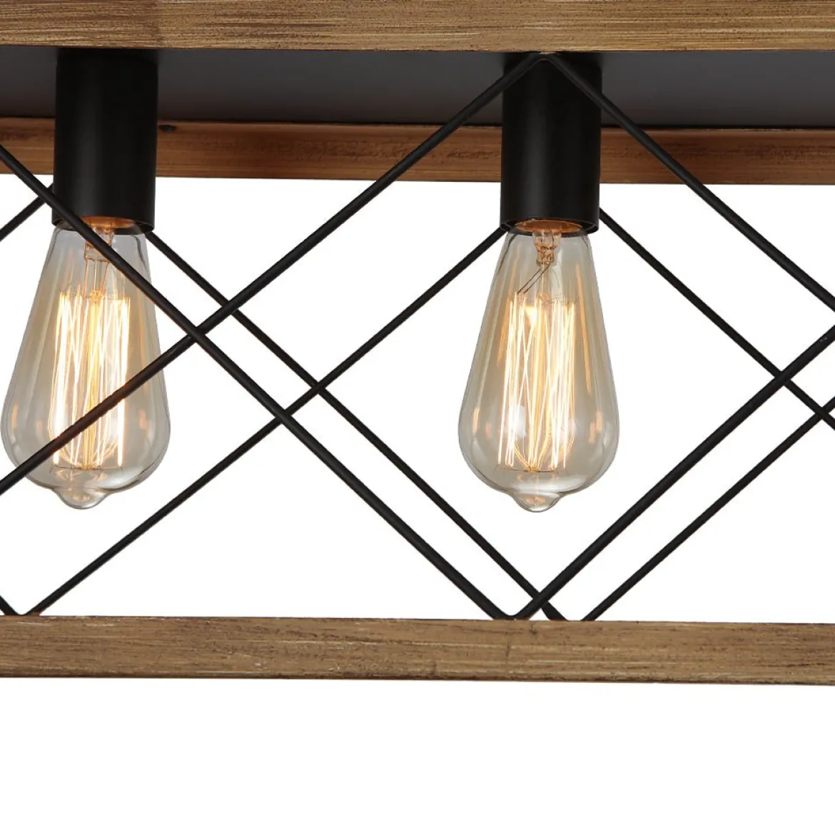 Modern Farmhouse 5-light Kitchen Island Faux Wood Linear Chandelier Pendant