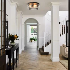 Modern Farmhouse Seeded Glass Round Ceiling Light