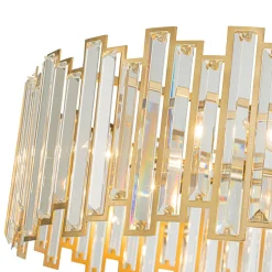 Modern Glam Brass 6-Light Crystal Drum Cage Chandelier